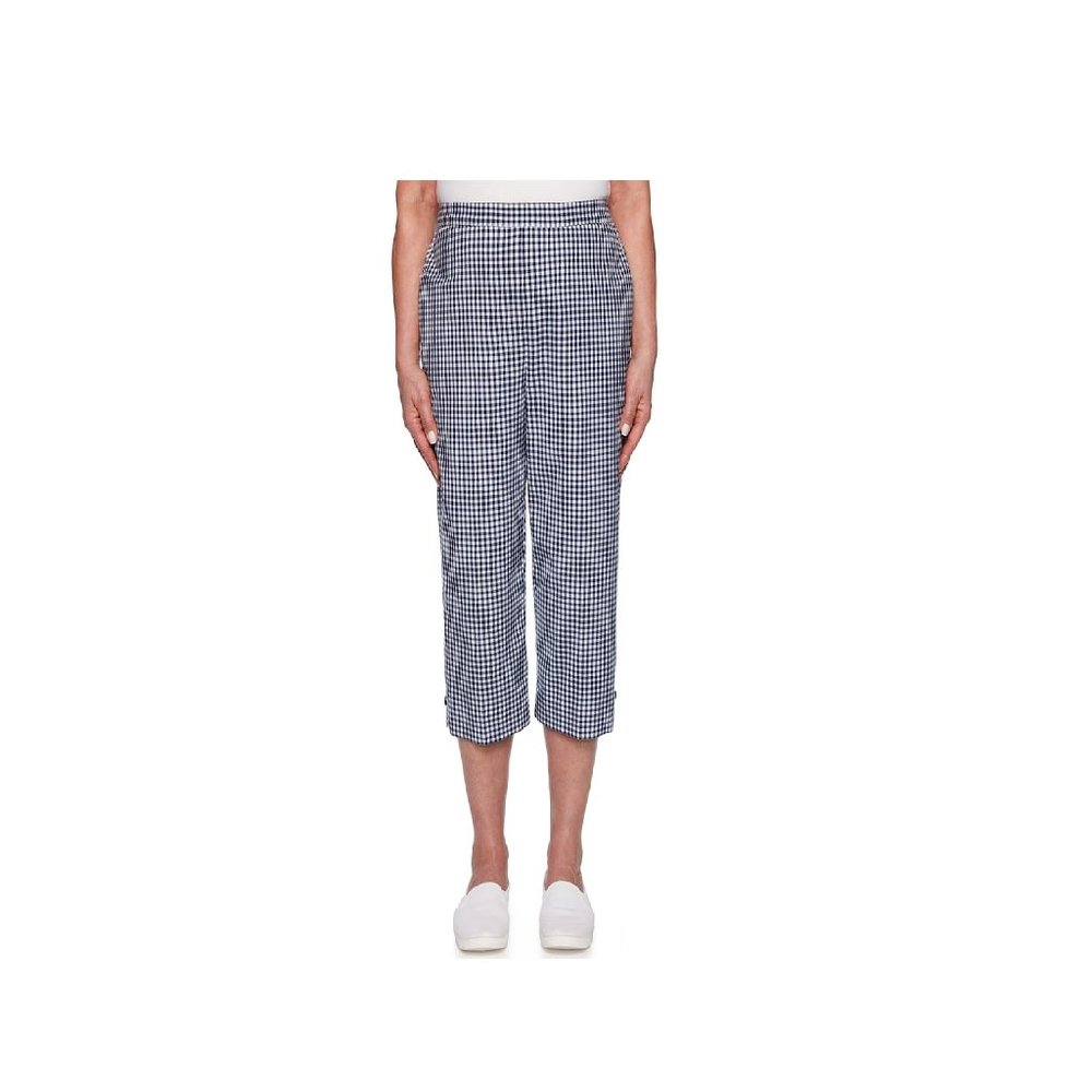 Women's Sz 8 Blue White Check Gingham Capri Pants Capris Alfred Dunner NEW $48